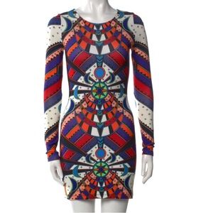 Mara Hoffman Geometric Psychedelic Print Long Sleeve Mini Dress — Size M
